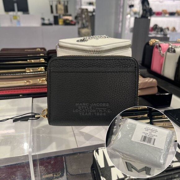 NWT Marc Jacobs LEATHER ZIP AROUND WALLET S134L01RE22 BLACK - Picture 1 of 12